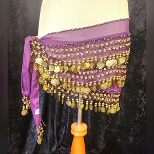 Purple belly dancer waist scarf